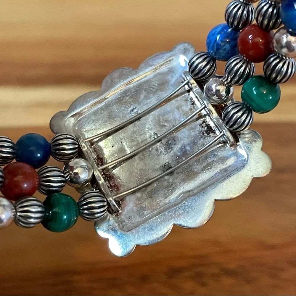 Carolyn Pollack Sterling Silver 925 Gemstone‎ Desert Scene Cuff Bracelet